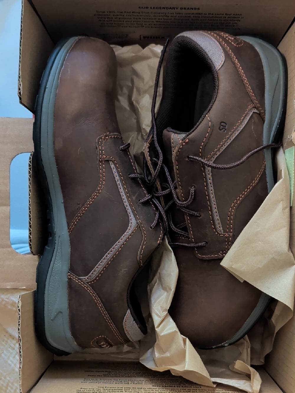Red Wing Men's Safety Brown Leather Casual Lace-Up Shoes